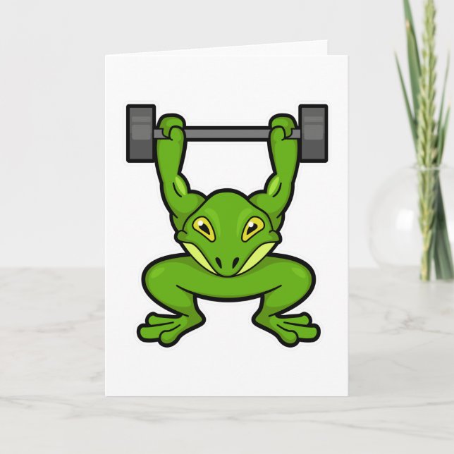 Frosch in Bodybuilding mit Barbell Karte (Vorderseite)