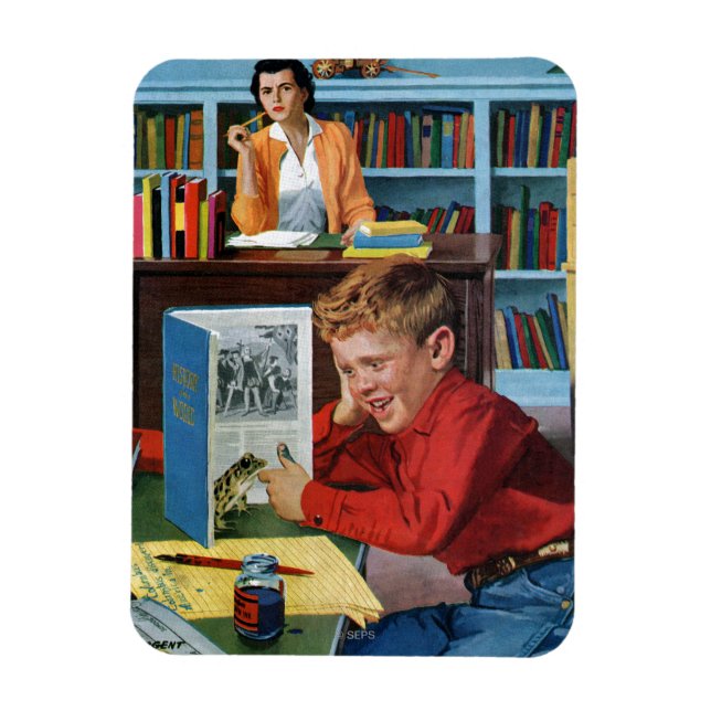 Frosch in der Bibliothek Magnet (Vertikal)