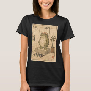 Frosch in der Dusche Niedlicher Cartoon-Badezimme T-Shirt