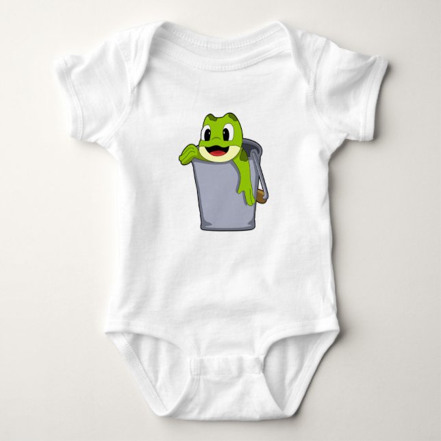 Frosch in Eimer Baby Strampler (Vorderseite)