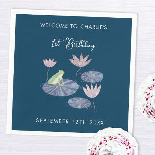 Frosch in einem Lily Pond Niedlich erste Geburtsta Serviette