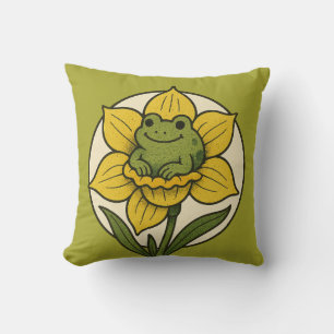 Frosch in einem Narzissenfrosch Kissen