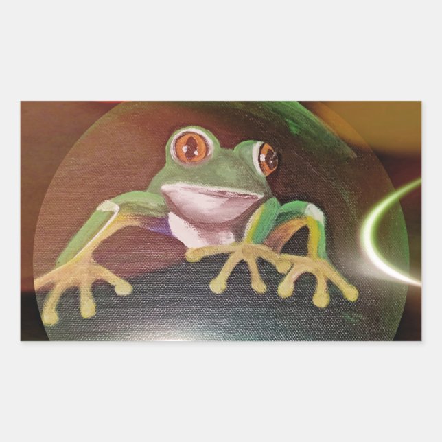Frosch in einer Blase Rechteckiger Aufkleber (Vorderseite)