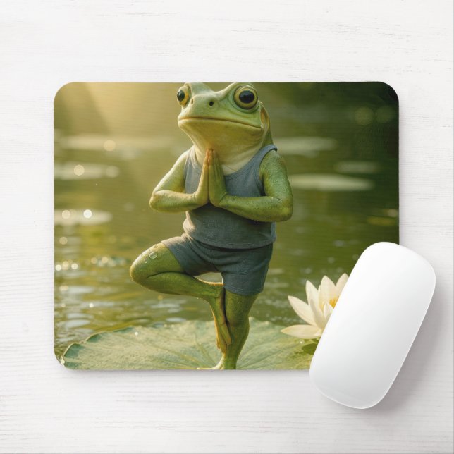 Frosch in einer Yogabaum-Pose Mousepad (Mit Mouse)