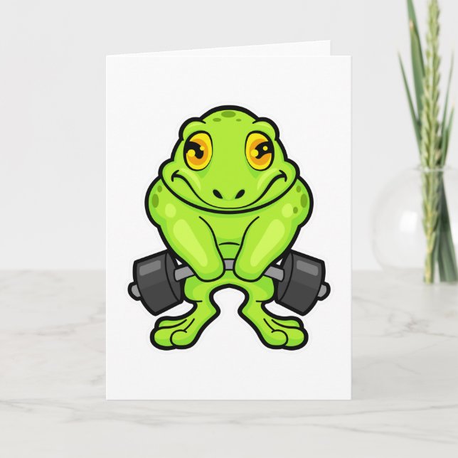 Frosch in Fitness mit Barbell Karte (Vorderseite)