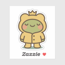 Frosch in Gelber Regenmantel Aufkleber