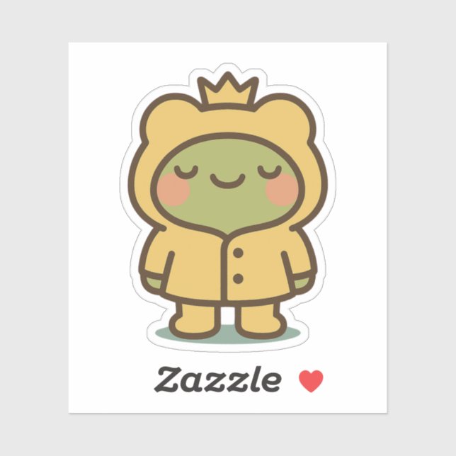 Frosch in Gelber Regenmantel Aufkleber (Blatt)