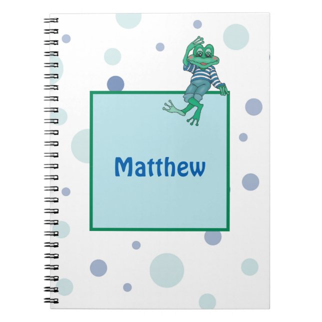 Frosch in Jeans, Geburtstag, Polka Dots Notizblock (Vorderseite)