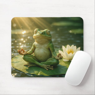 Frosch in Meditation auf einem Seerosenblatt Mousepad
