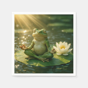 Frosch in Meditation auf einem Seerosenblatt Serviette