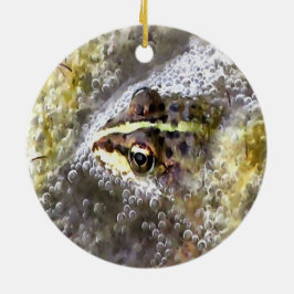 Frosch, in Wasserblasen und Froschlacht getaucht Keramik Ornament