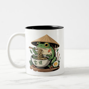 Frosch isst Ramen Kawaii Neko japanische Nudeln  Zweifarbige Tasse