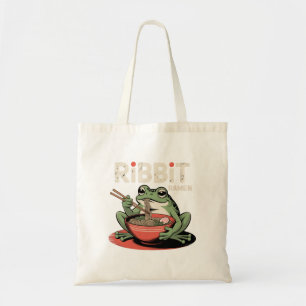 Frosch isst Ramen Lustiger Ribbit-Ramen Tragetasche