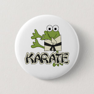 Frosch-Karate-T-Shirts und Geschenke Button