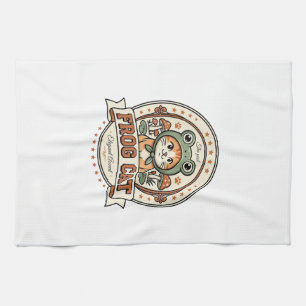 Frosch Katze Frogcore Katze Vintage Vektor Art Shi Geschirrtuch