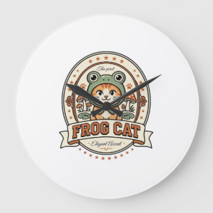 Frosch Katze Frogcore Katze Vintage Vektor Art Shi Große Wanduhr