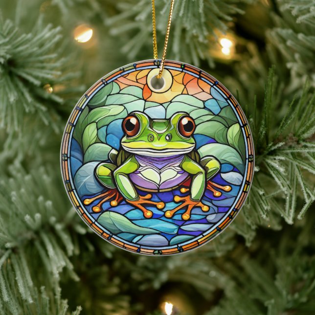 Frosch Keramik Decorative gestanzte Glaskonstrukti Ornament (Baum)