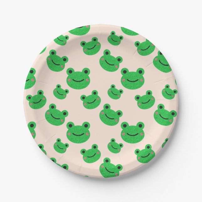 Frosch Kinder Party Geschirr Niedlich Green Toad F Pappteller (Vorderseite)