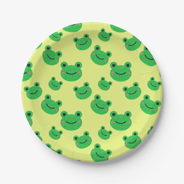 Frosch Kinder Party Geschirr Niedlich Green Toad F Pappteller (Vorderseite)
