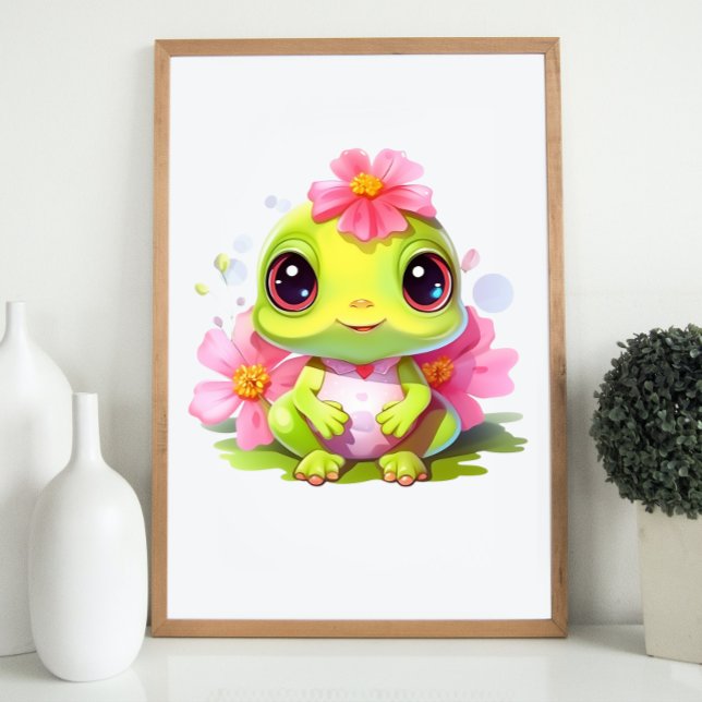 Frosch Kinderzimmer Dekoration Niedlich Froglet mi (Frog Nursery Decor Cute Froglet with Pink Flowers)