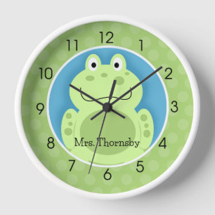 Frosch Kröte Grün Cute Frösche Lehrer Baby Wand Uhr