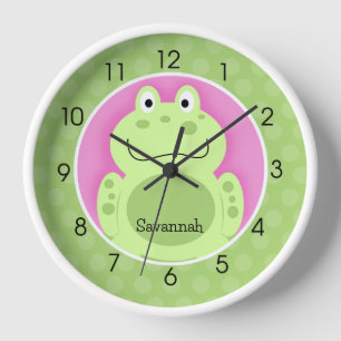 Frosch Kröte Grün Süße Frösche Lehrer Baby Wanduhr