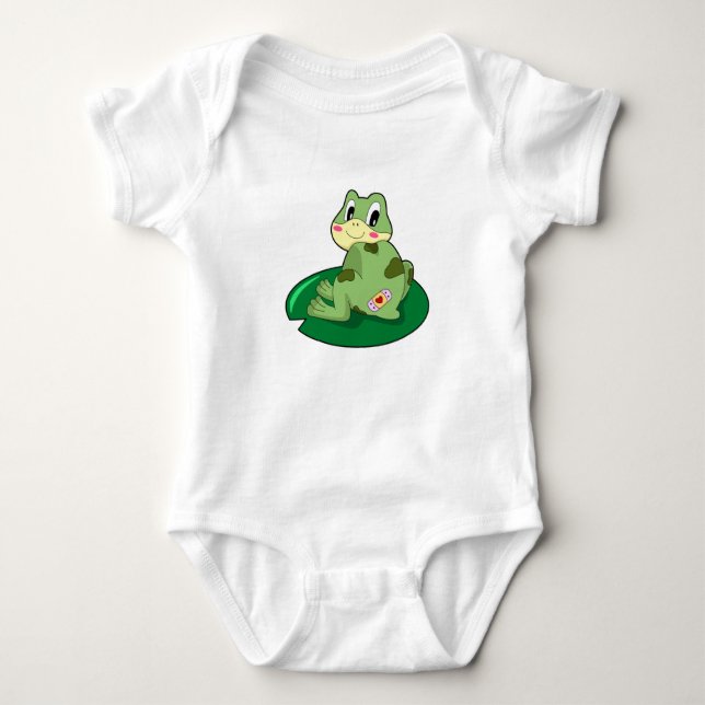 Frosch Leaf Heart Plaster Baby Strampler (Vorderseite)