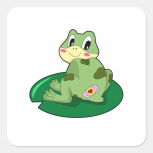Frosch Leaf Heart Plaster Quadratischer Aufkleber