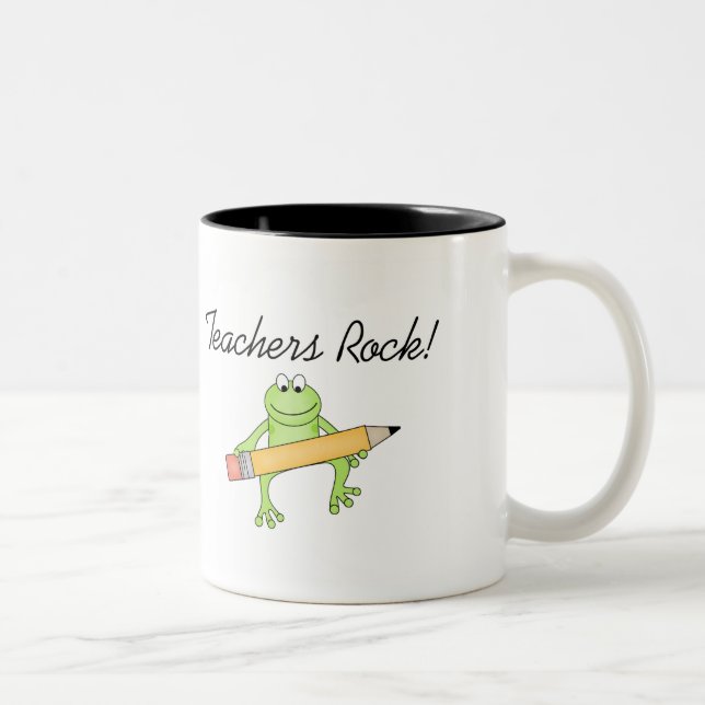 Frosch-Lehrer-Felsen Zweifarbige Tasse (Rechts)