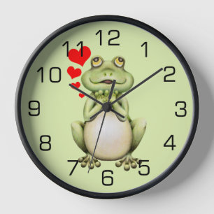 Frosch-Liebe-Zeichnen Wanduhr