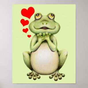 Frosch-Liebe Zeichnend Poster