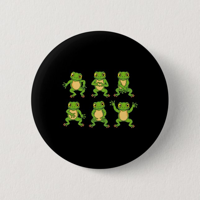 Frosch Lover Kinder Niedliche Tanzfrosche Button (Vorderseite)
