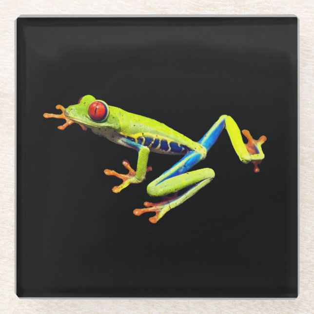 Frosch, Mit Augen gestrichen Glasuntersetzer (Vorderseite)