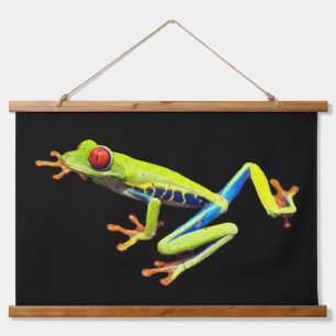 Frosch, Mit Augen gestrichen Wandteppich Mit Holzrahmen