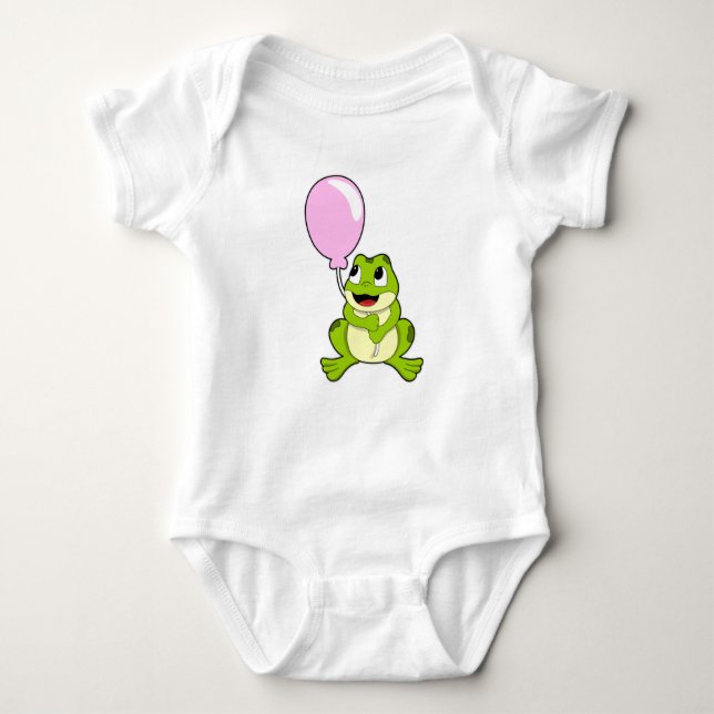 Frosch mit Ballon Baby Strampler (Vorderseite)