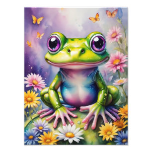 Frosch mit Blume, digitale Kunst Fotodruck