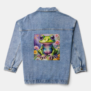 Frosch mit Blume, digitale Kunst Jeansjacke