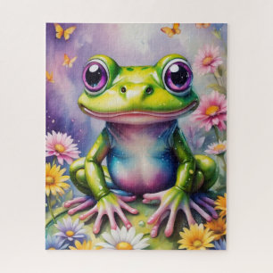 Frosch mit Blume, digitale Kunst Puzzle