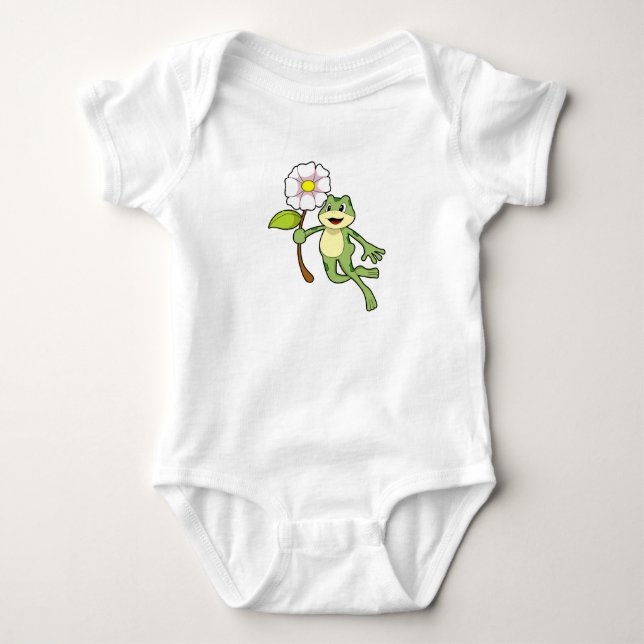 Frosch mit Blume.PNG Baby Strampler (Vorderseite)