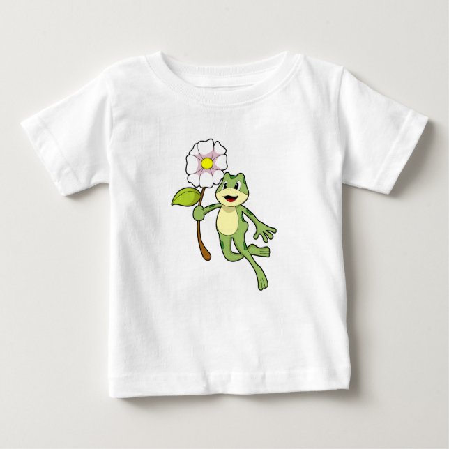 Frosch mit Blume.PNG Baby T-shirt (Vorderseite)