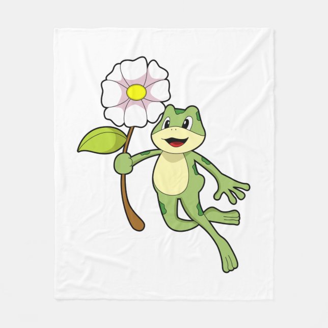 Frosch mit Blume.PNG Fleecedecke (Vorderseite)
