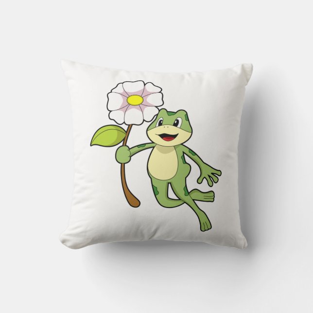 Frosch mit Blume.PNG Kissen (Vorderseite)