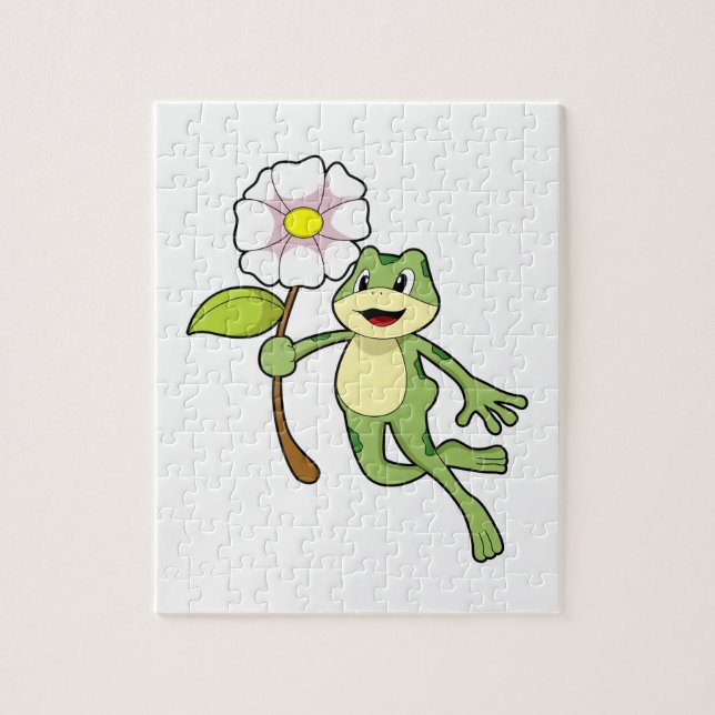 Frosch mit Blume.PNG Puzzle (Vertikal)