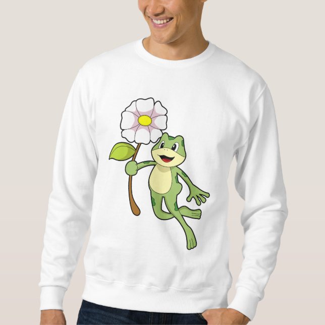 Frosch mit Blume.PNG Sweatshirt (Vorderseite)