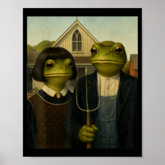 Frosch mit Bob-Frisur Amerikanischer Gothic Gen Z  Poster