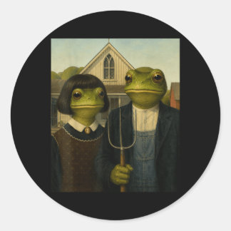 Frosch mit Bob-Frisur Amerikanischer Gothic Gen Z  Runder Aufkleber