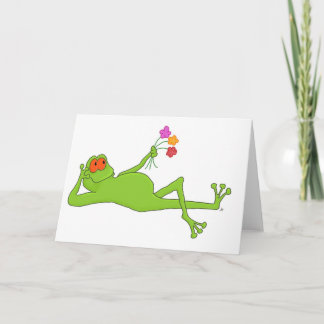 Frosch mit Bouquet-Grußkarte Karte