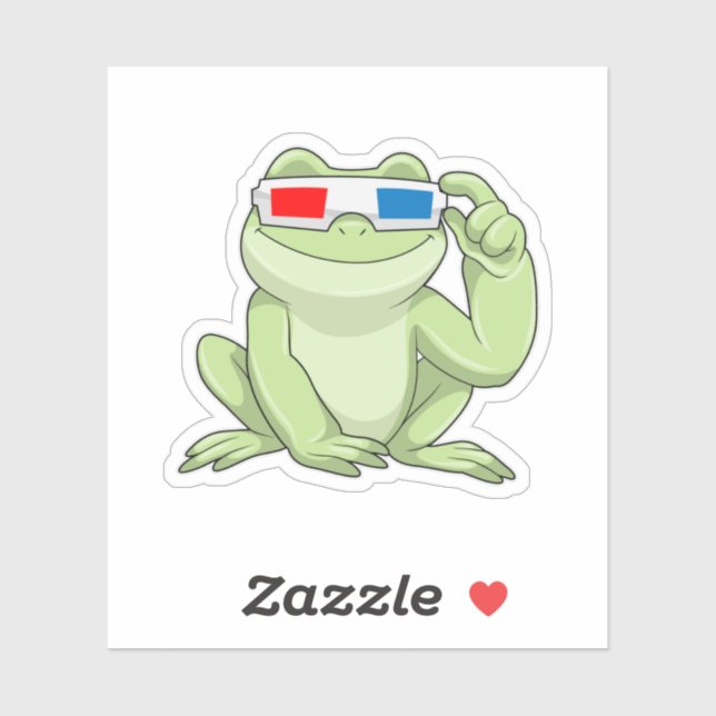 Frosch mit Brille Aufkleber (Blatt)