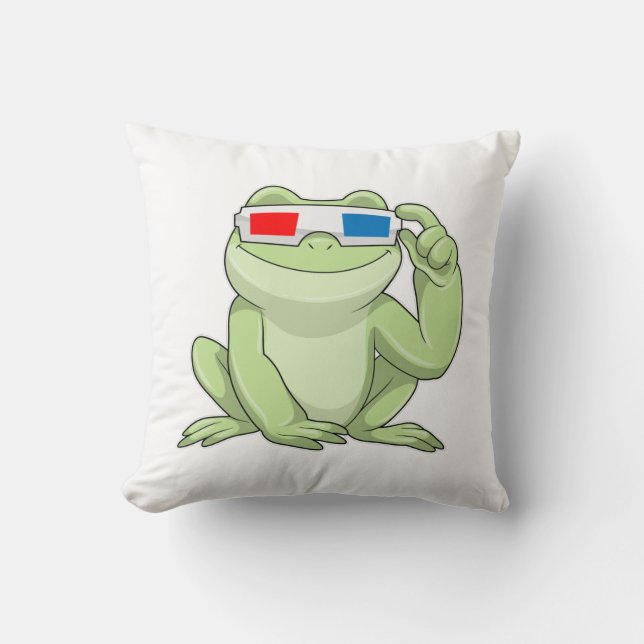 Frosch mit Brille Kissen (Vorderseite)