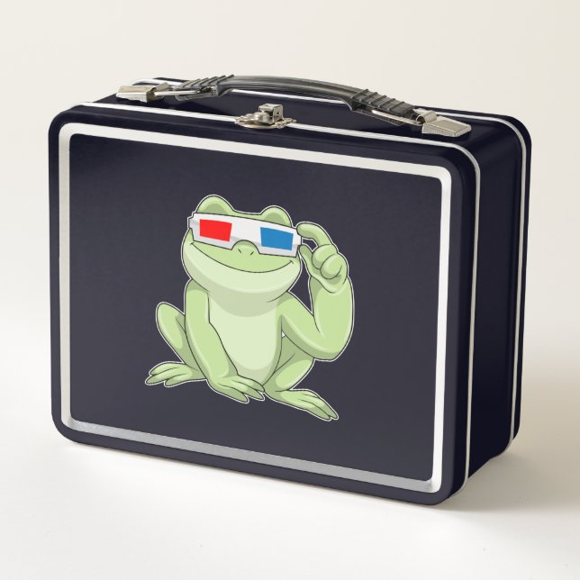 Frosch mit Brille Metall Brotdose (Vorderseite)